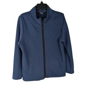 Onque casual sweat jacket zipper Textured weave XL Slate blue